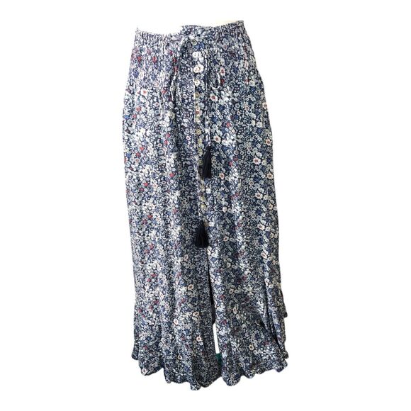 New Rachel Zoe Blue Ditsy Floral Cottagecore Slit Front Maxi Skirt NWT Sz‎ S - Picture 1 of 16